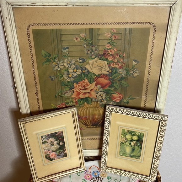 Other - Vintage Antique Lithograph Floral Gallery Wall Set of 3